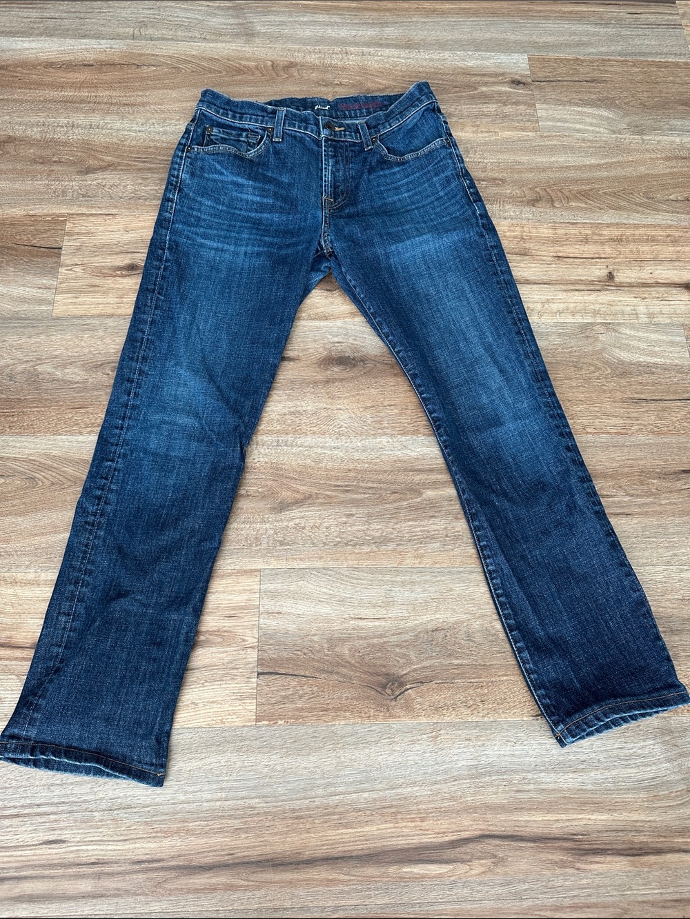 7 For All Mankind Men’s Straight Jeans in Dark Blue Wash